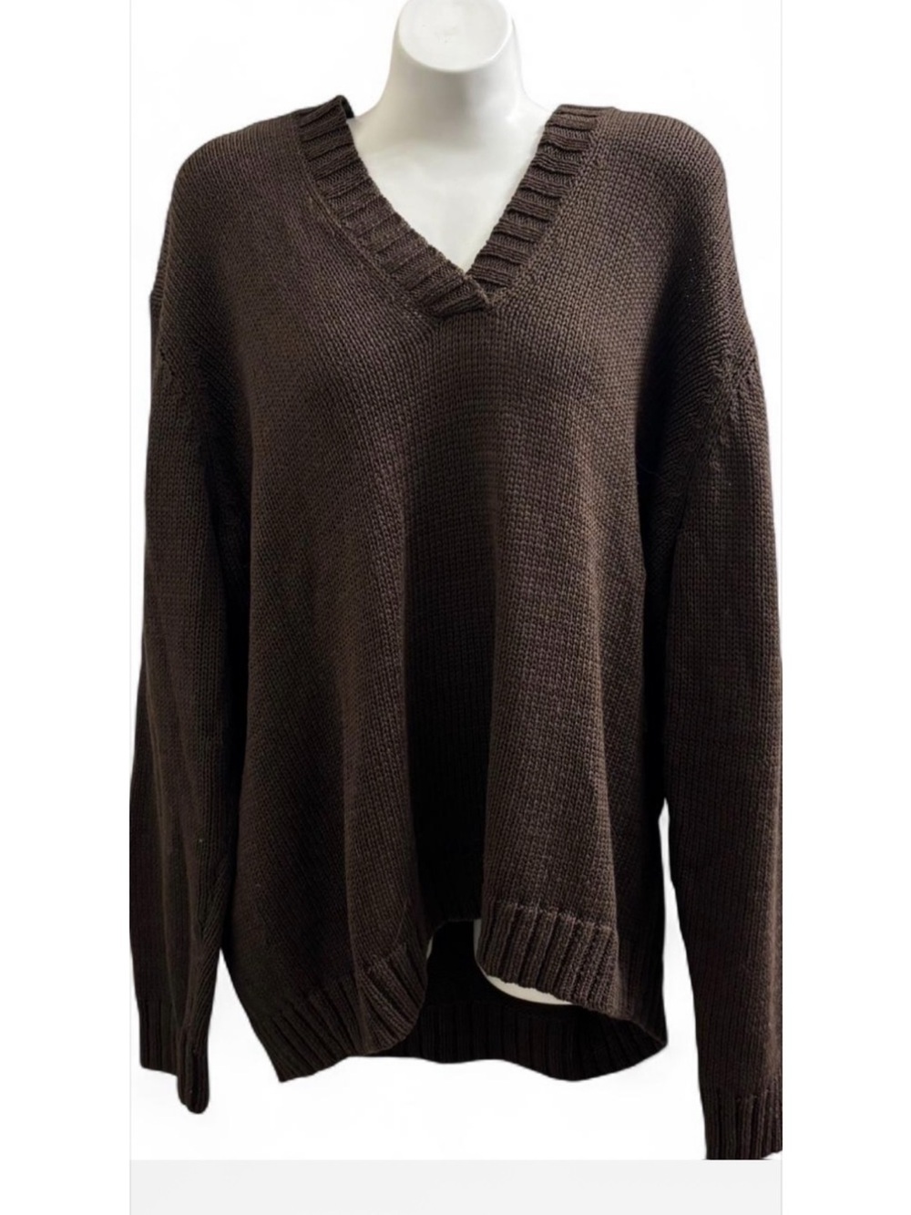 Talbots Brown V-Neck Oversized Knit Sweater
